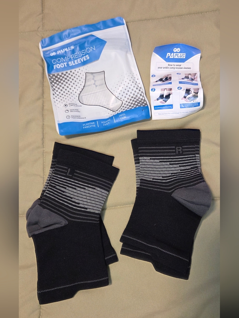 PA Plus Compression Foot Sleeves Plantar Fasciitis Arch Support L/R